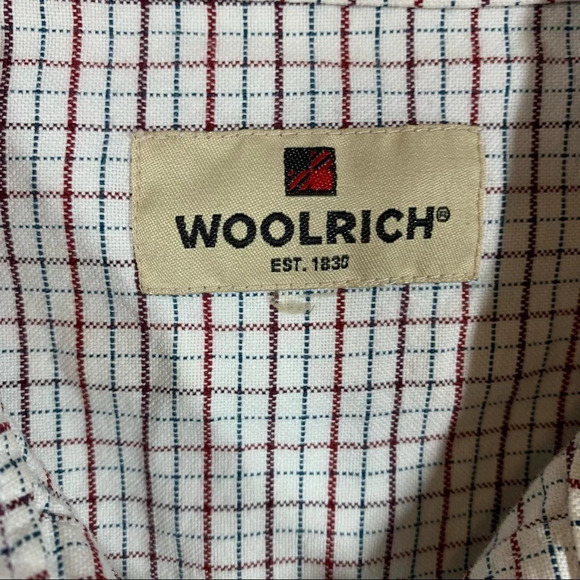 Woolrich White Red Micro Plaid Grid Button Down Ruby Shirt - Picture 2 of 8